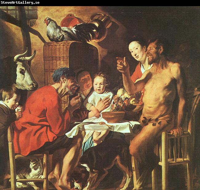 Jacob Jordaens Satyr at the Peasant's House